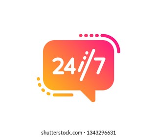 24/7 service icon. Call support sign. Feedback chat symbol. Classic flat style. Gradient 24/7 service icon. Vector