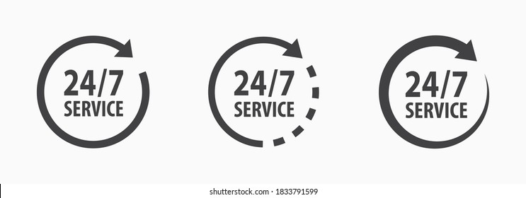 24-7 service icon. Customer support vector illustration.