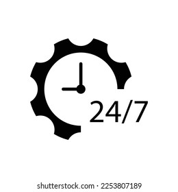 24-7 service icon design. 24-7 open concept vector. isolated on white background.