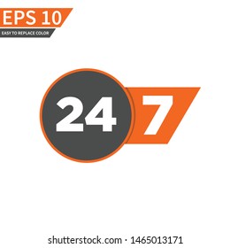 24-7 service icon . 24/7 open  vector