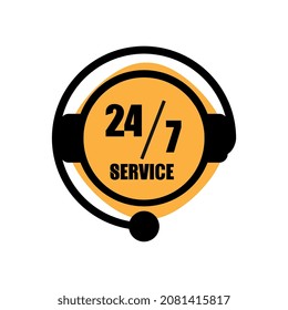24-7 service icon. Vector illustration on white.