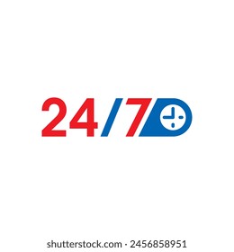 24-7 service logo on white background. 24-7 logo