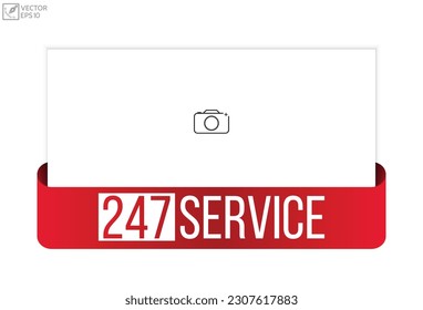 247 Service message on ribbon banner. Vector illustration.