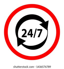 24/7 service, online help concept line icon. Simple element illustration. 24 hours icon. Vector illustration.