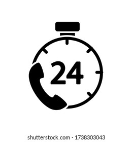 24/7 service open 24h hours a day and 7 days a week, icon vector symbol template