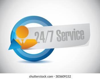 24-7 service people sign concept illustration design icon graphic