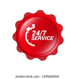 24/7 service red banner,label