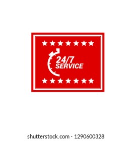 24/7 service red banner,label