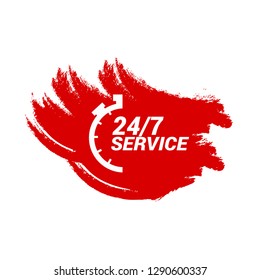 24/7 service red banner,label
