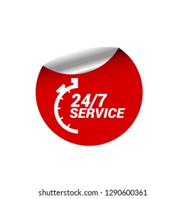 24/7 service red banner,label