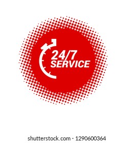 24/7 service red banner,label