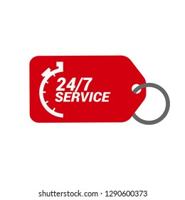 24/7 service red banner,label
