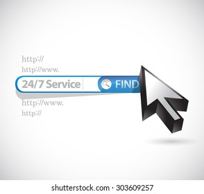 24-7 service search bar sign concept illustration design icon graphic