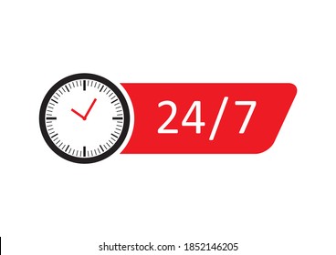 24/7 services, 24/7 open. service support concept.