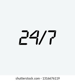 24/7 sign icon vector