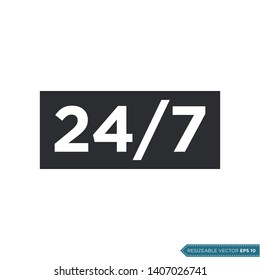 24/7 Sign Icon Vector Template Flat Design