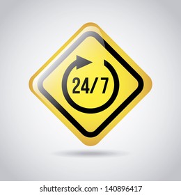 24-7 signal over gray background vector illustration