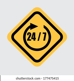 24-7 signal over white background vector illustration 