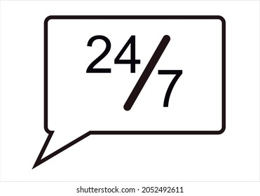 247 speech bubble icon on black background.