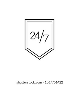 24/7 sticker - minimal line web icon. simple vector illustration. concept for infographic, website or app.