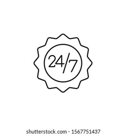 24/7 sticker - minimal line web icon. simple vector illustration. concept for infographic, website or app.