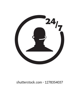 247 support icon black vector design illustration.
