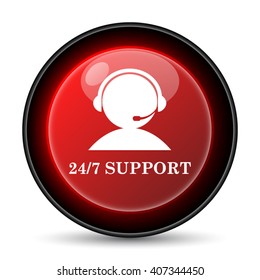 24-7 Support icon. Internet button on white background. EPS10 vector