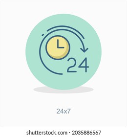 Concepto de icono de servicio o soporte 24 horas al día