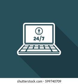 24/7 updates service - Vector flat icon