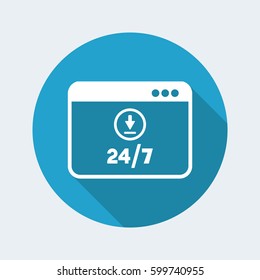 24/7 updates service - Vector flat icon