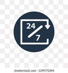 24/7 vector icon isolated on transparent background, 24/7 transparency concept can be used web and mobile