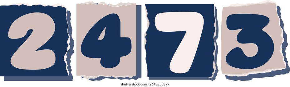 2473 Retro torn paper number Design art