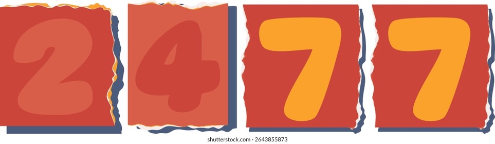 2477 Retro torn paper number Design art
