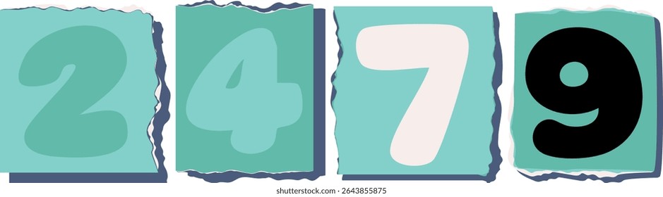 2479 Retro torn paper number Design art