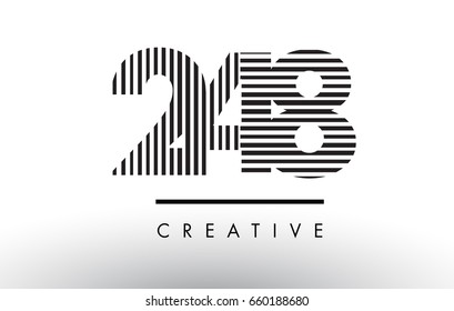 248 Black and White Number Logo Design with Vertical and Horizontal Lines.