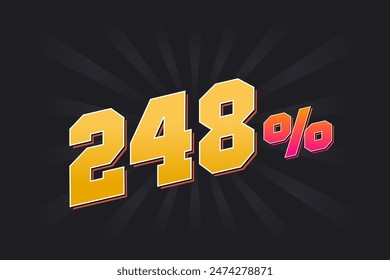 248% discount banner with dark background and yellow text. 248 percent sales promotional design.