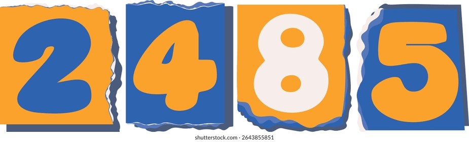 2485 Retro torn paper number Design art