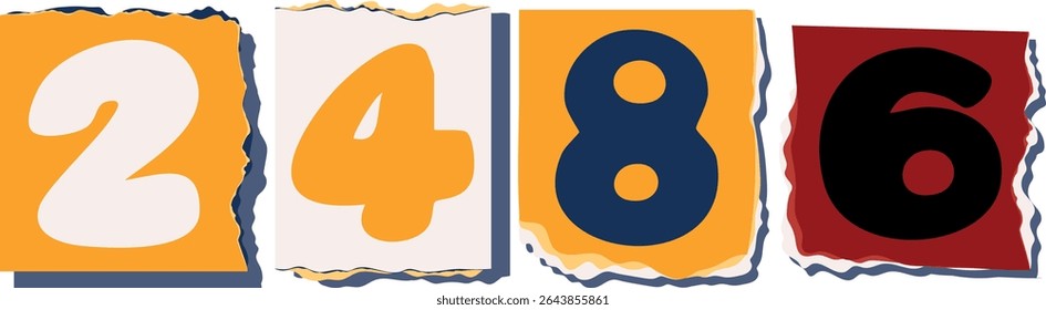 2486 Retro torn paper number Design art