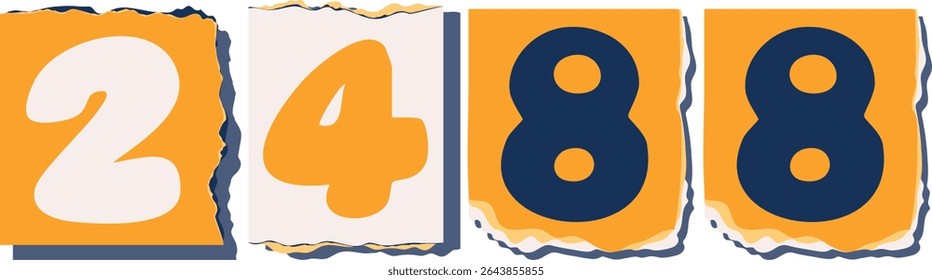 2488 Retro torn paper number Design art