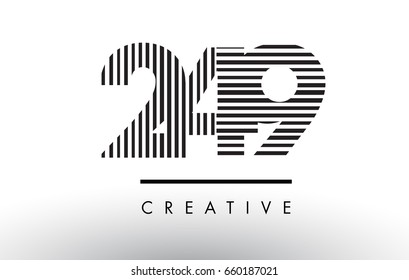 249 Black and White Number Logo Design with Vertical and Horizontal Lines.