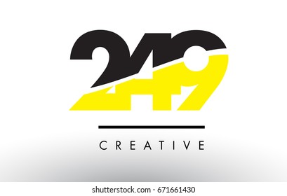 249 Black and Yellow Number Logo Design cut in half.