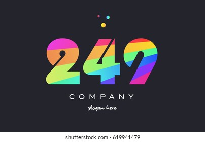 249 creative color green orange blue magenta pink number digit company logo vector icon spectrum