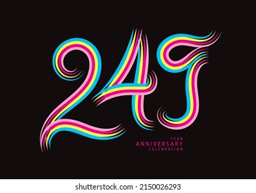 249 number design vector, graphic t shirt, 249 years anniversary celebration logotype colorful line, 249th birthday logo, Banner template, logo number elements for invitation card, poster, t-shirt.