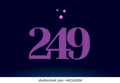 249 number digit logo pink line stripes magenta purple blue font creative text dots company vector icon design