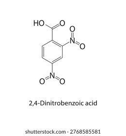 2,4-Dinitrobenzoic acid skeletal structure. carboxylic acid compound schematic illustration. Simple diagram, chemical formula.