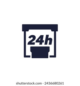 24h booth icon, exhibition stand on white