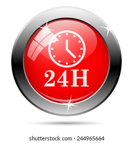 24H clock icon. Internet button on white background. 