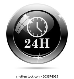 24H clock icon. Internet button on white background. EPS10 vector 