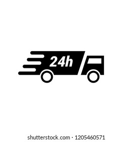 24h delivery icon. speed car and 24 text