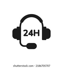 Auriculares 24h simple icono vector.